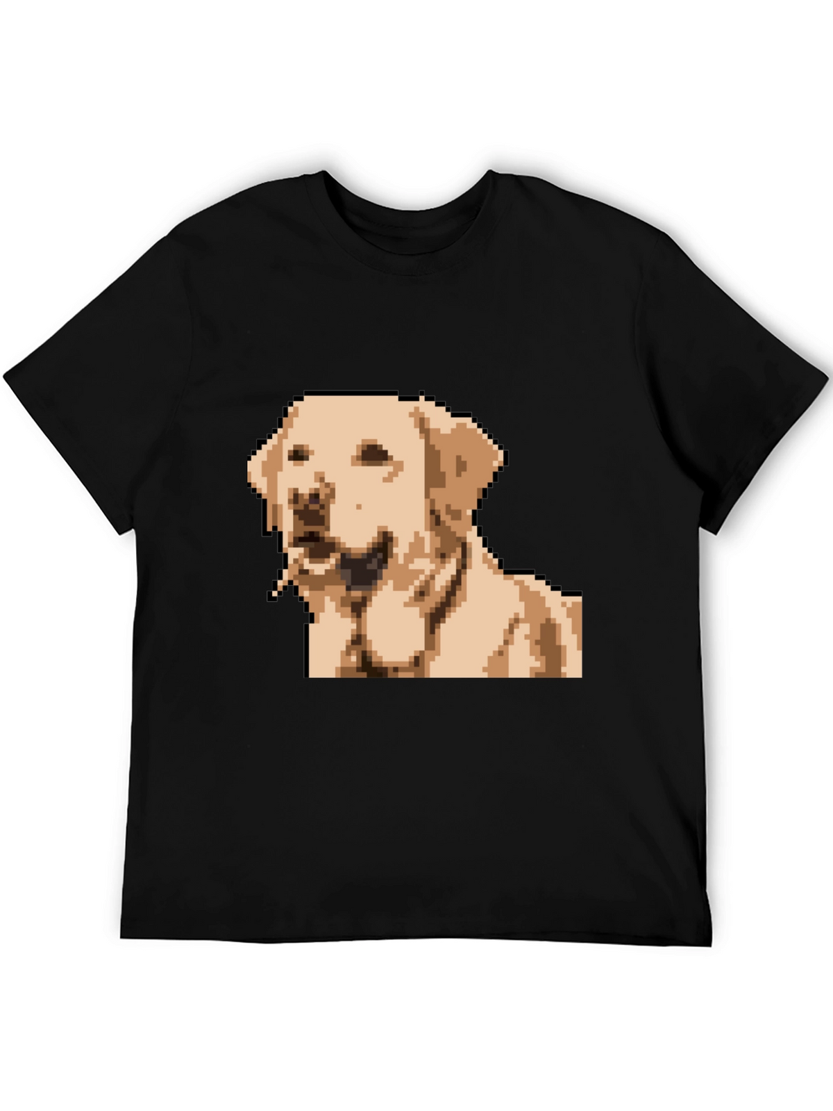 Pixel Dog Graphic T-Shirt - Black Crew Neck Tee