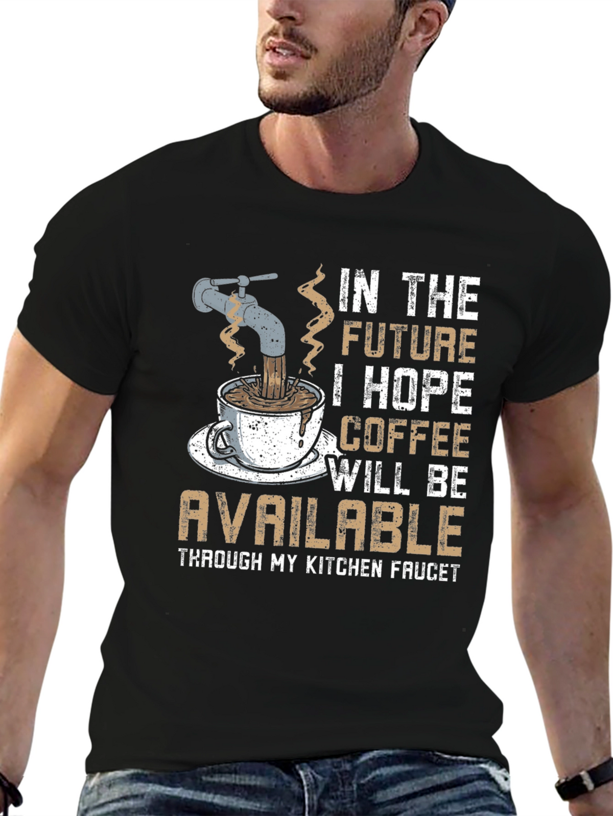 Funny Coffee T-Shirt: Kitchen Faucet Design