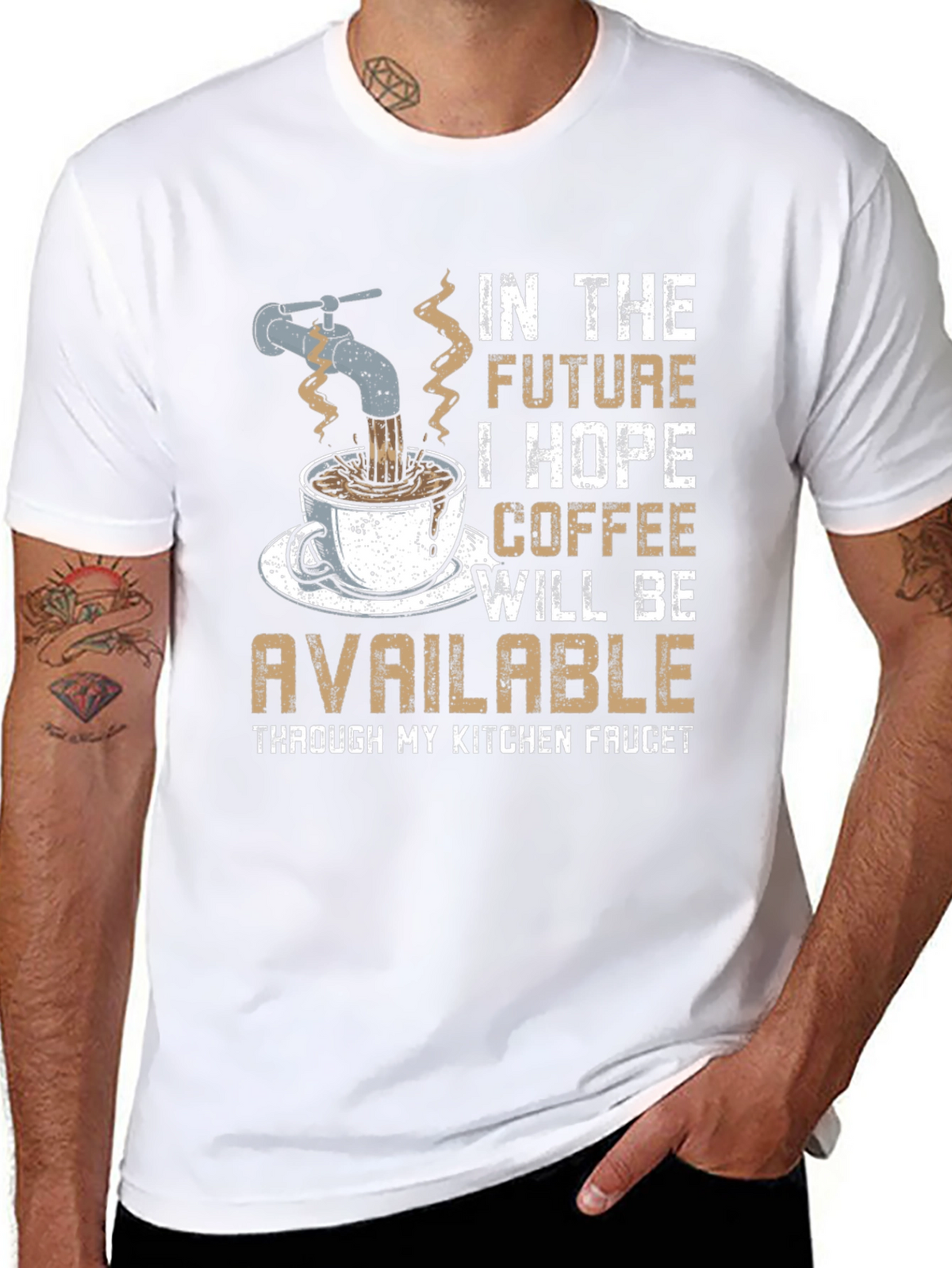 Funny Coffee T-Shirt: Kitchen Faucet Design