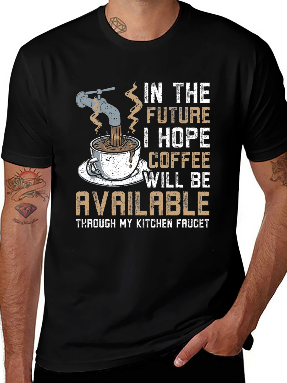 Funny Coffee T-Shirt: Kitchen Faucet Design