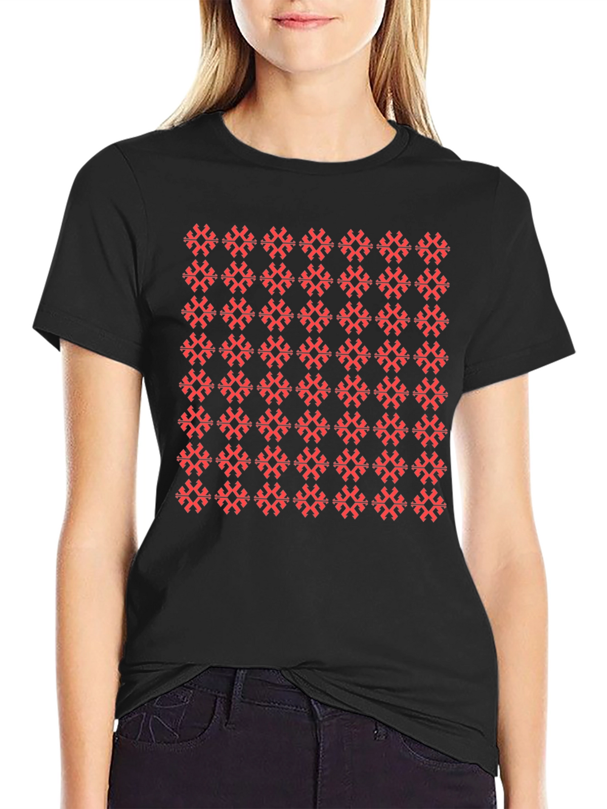 Patterned Black T-Shirt