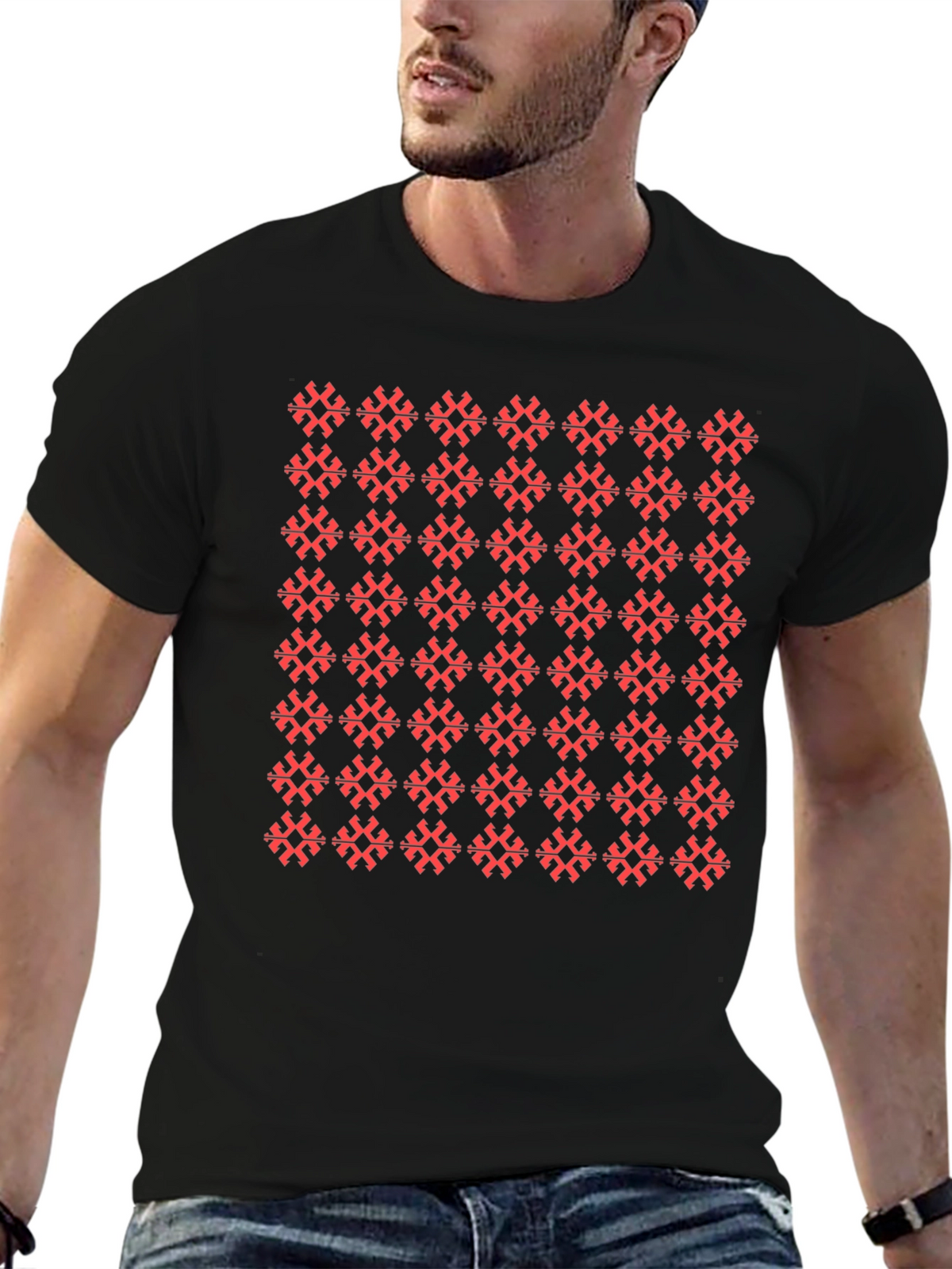 Patterned Black T-Shirt