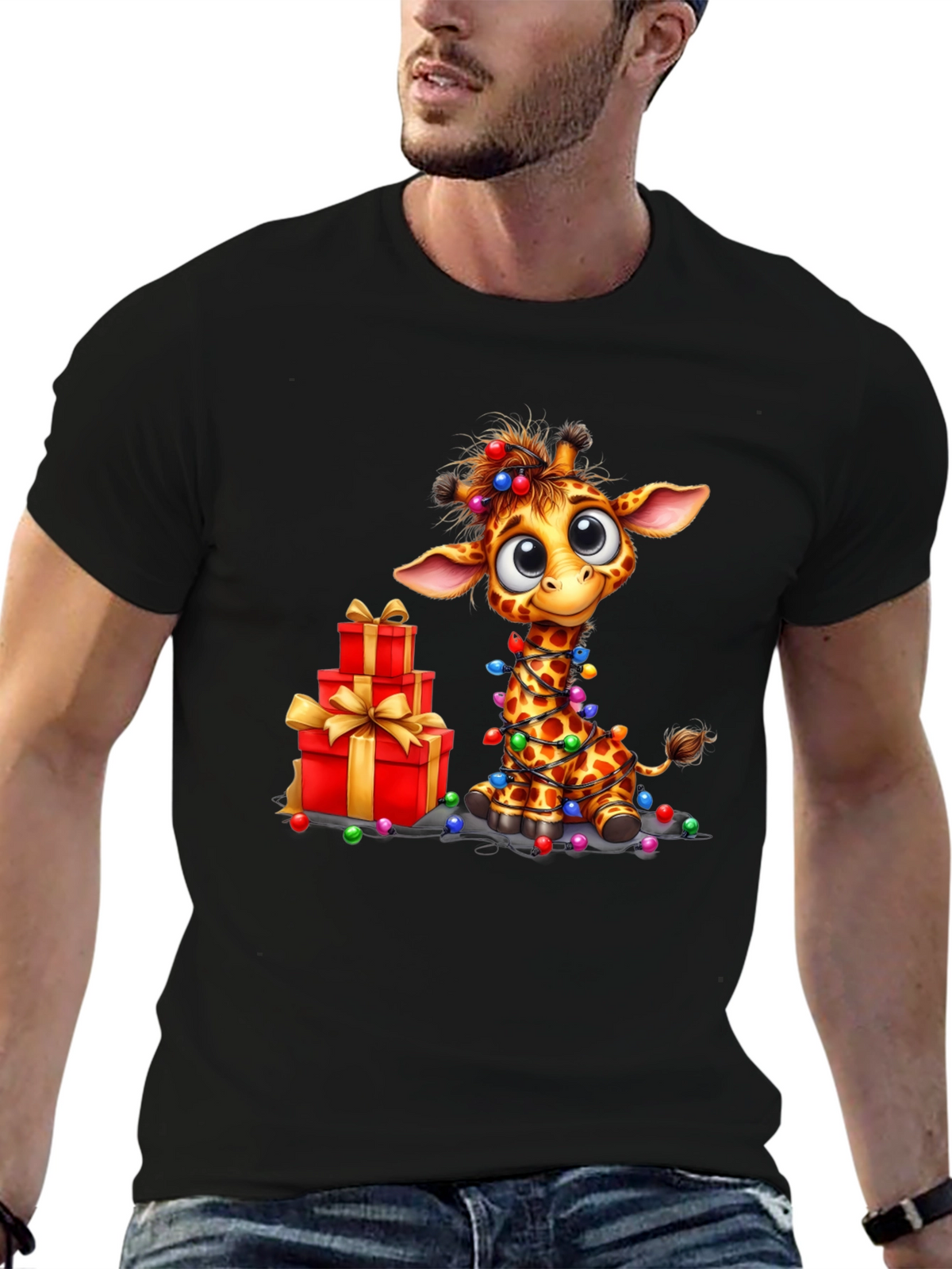 Festive Giraffe Christmas T-Shirt