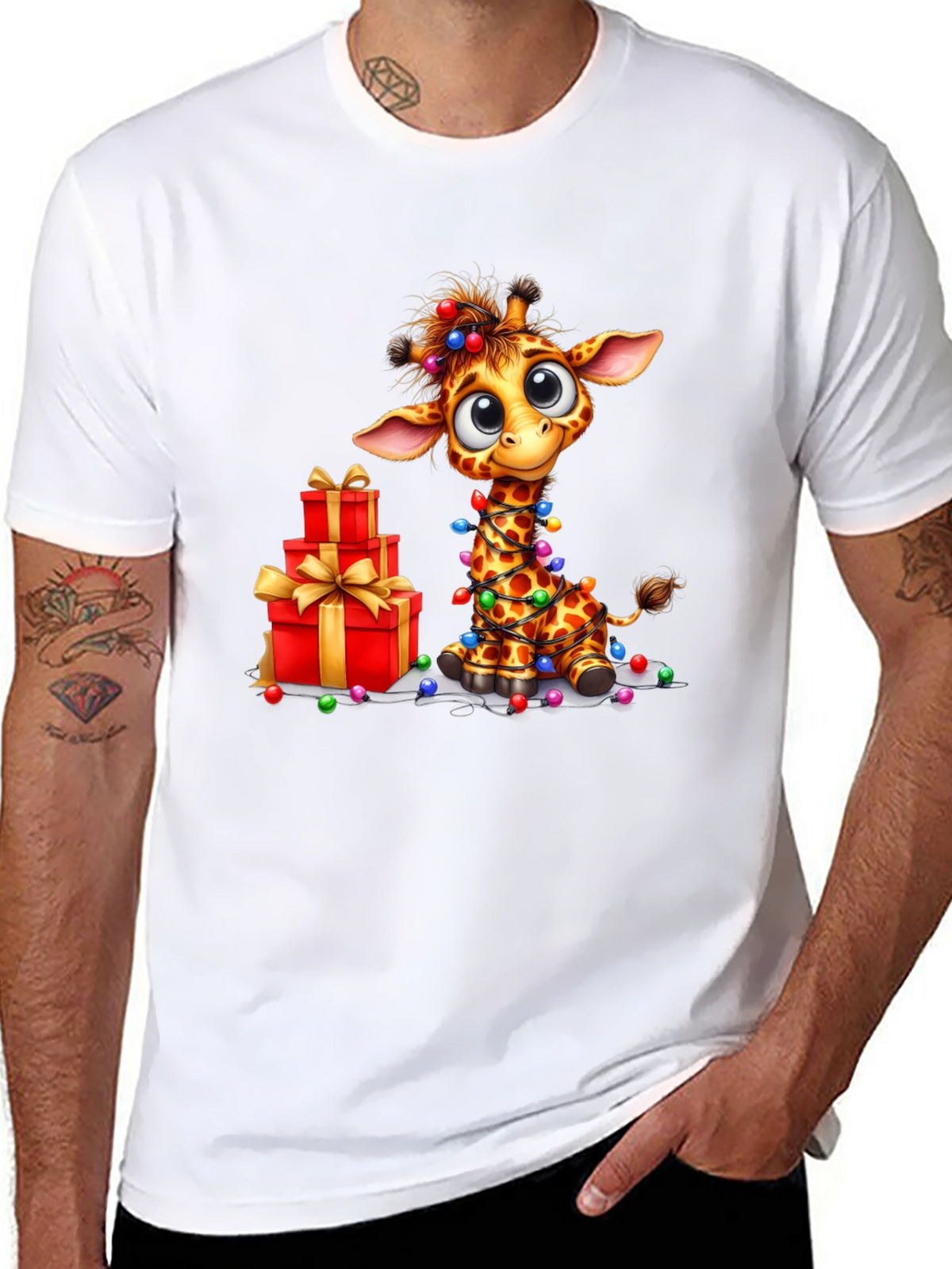 Festive Giraffe Christmas T-Shirt