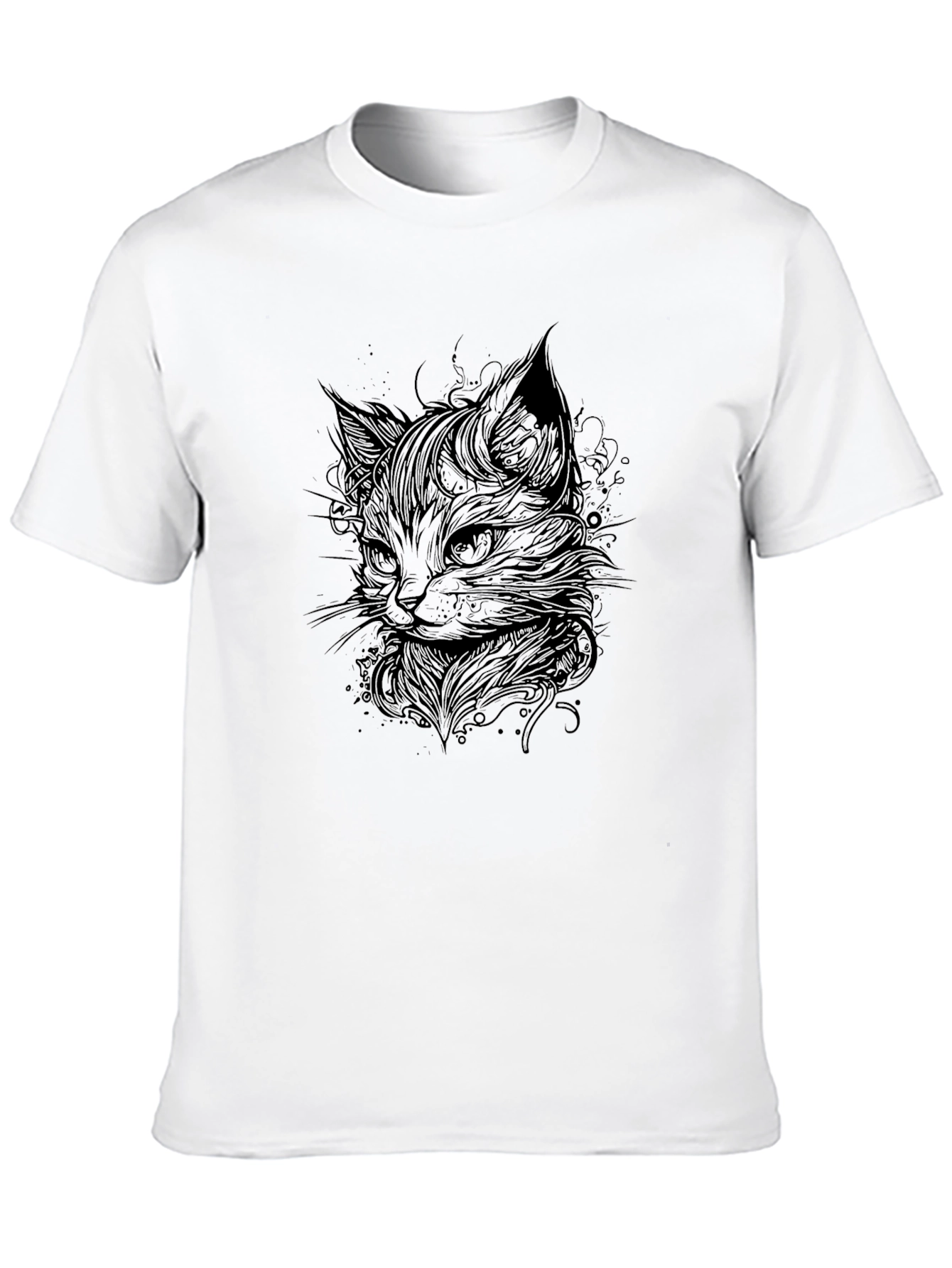 Stylish Black Cat Graphic T-Shirt