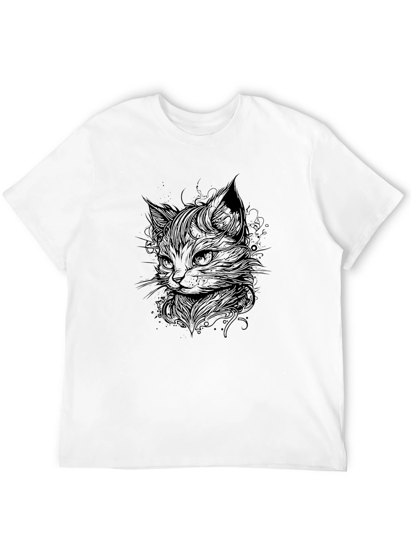 Stylish Black Cat Graphic T-Shirt