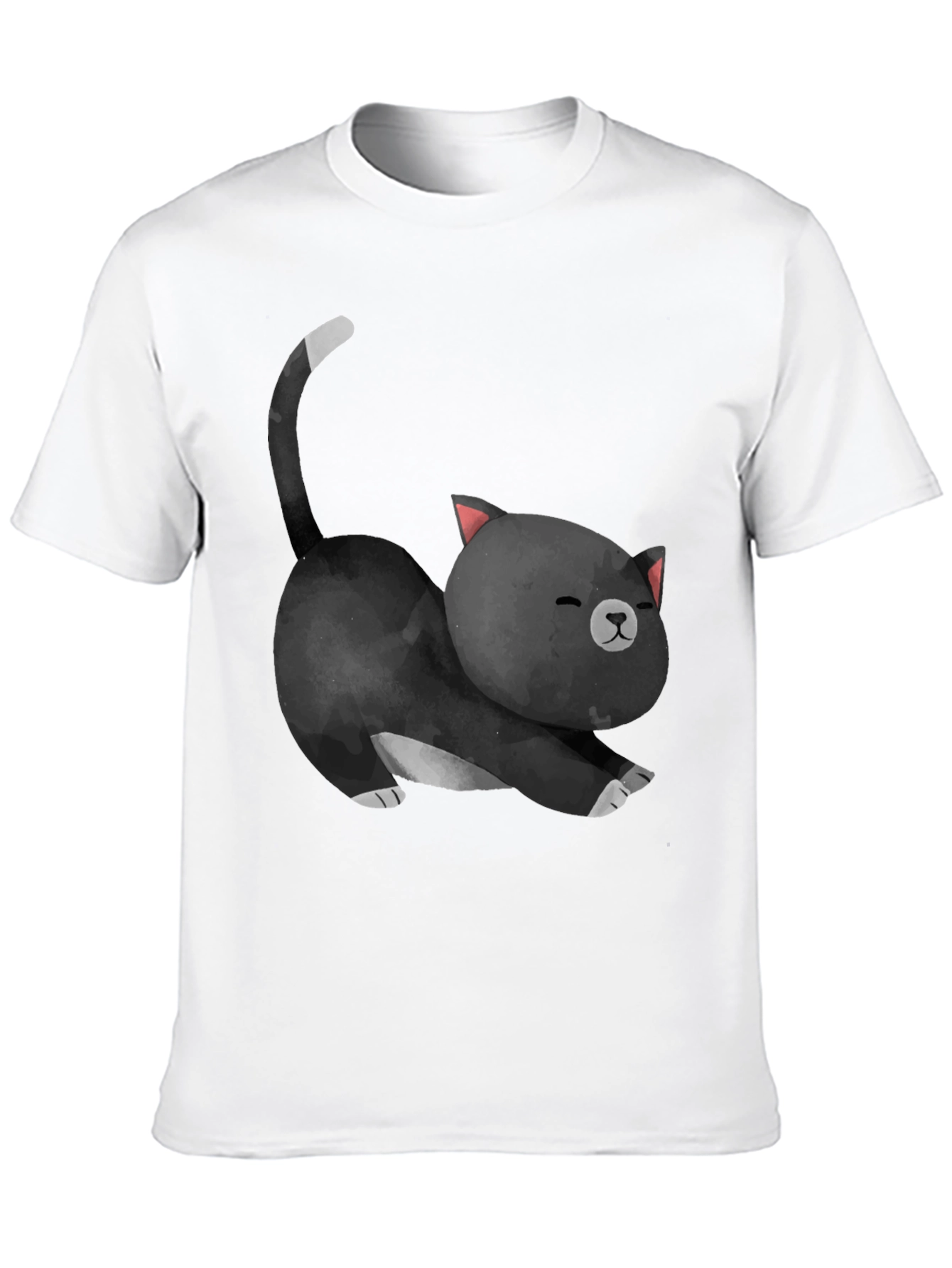 Cute Cat Stretch Black T-Shirt