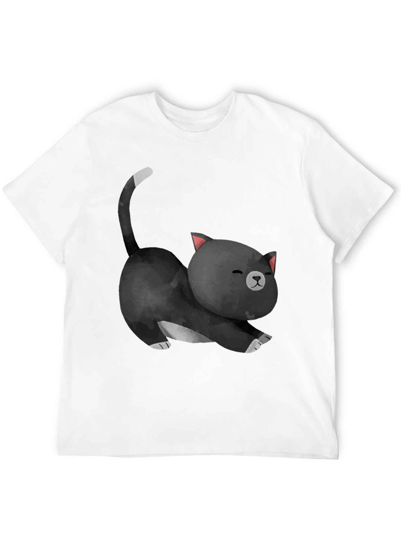 Cute Cat Stretch Black T-Shirt