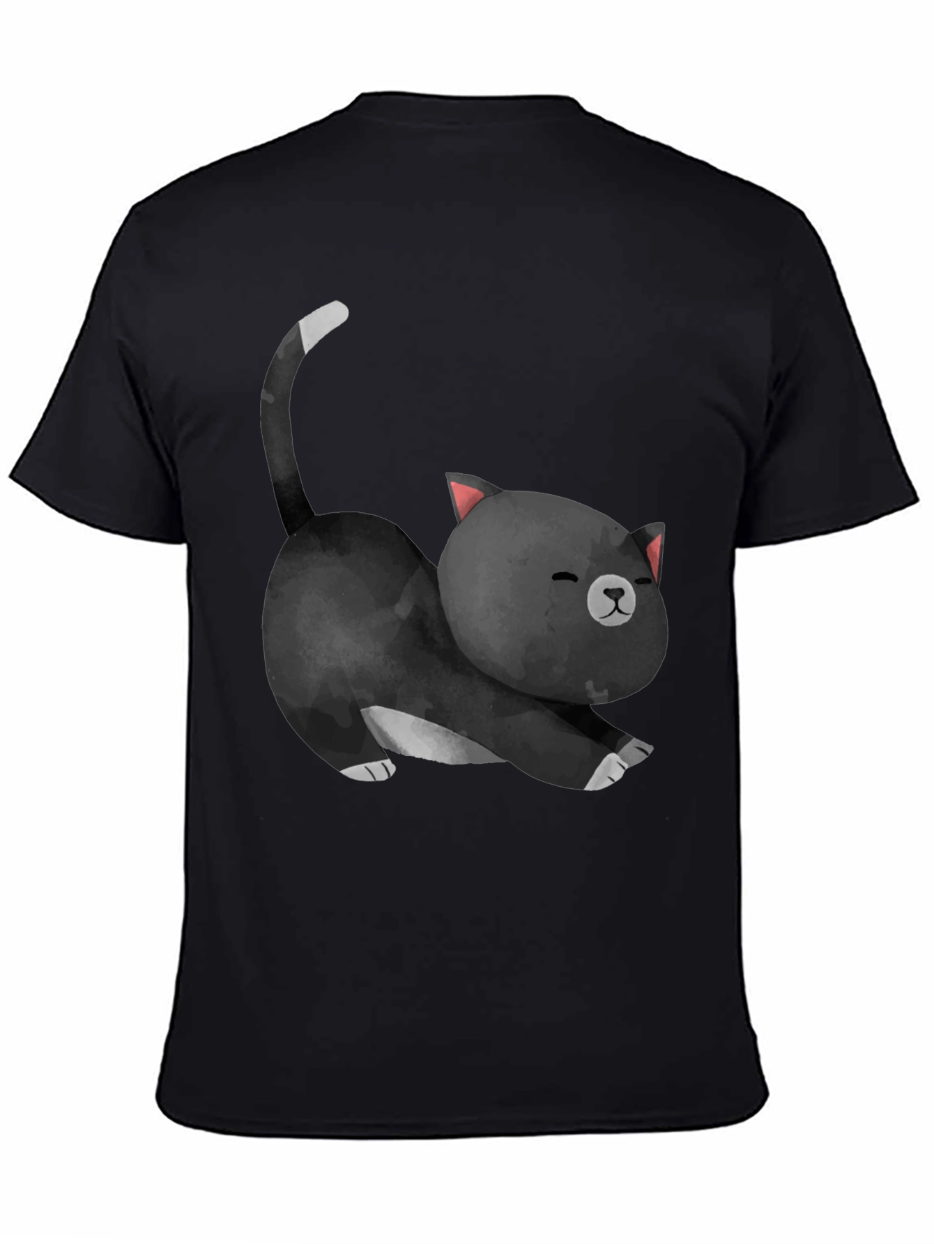 Cute Cat Stretch Black T-Shirt