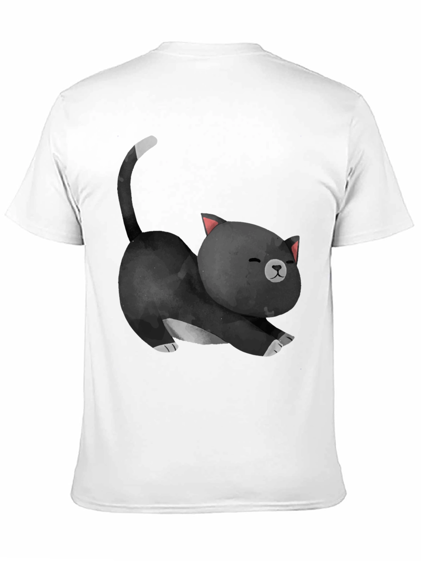 Cute Cat Stretch Black T-Shirt