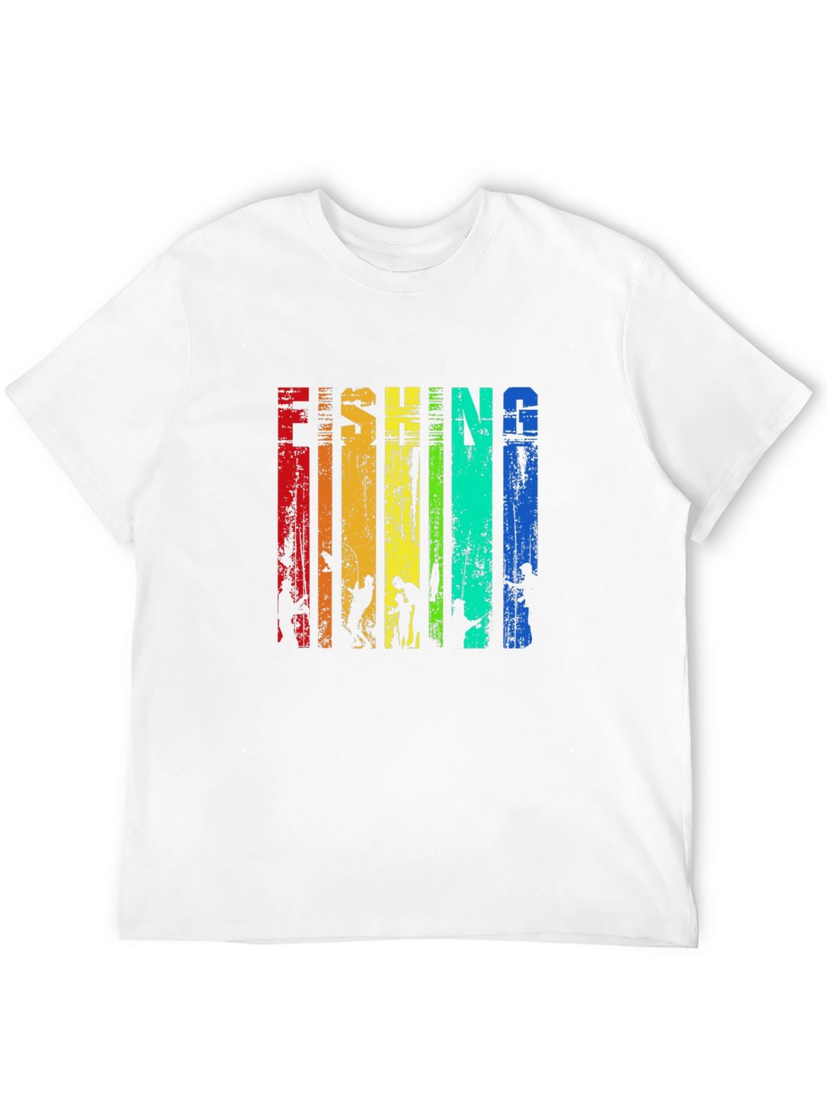 Fishing Rainbow Graphic T-Shirt -  Mens Black Tee