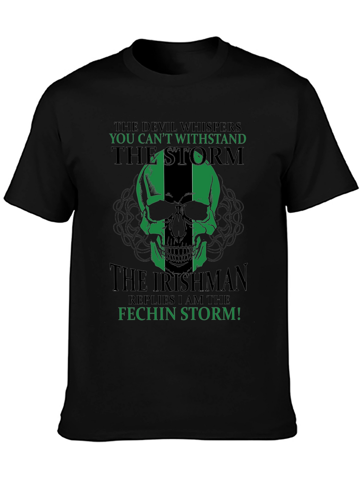 Irishman Fechin Storm Skull Graphic T-Shirt