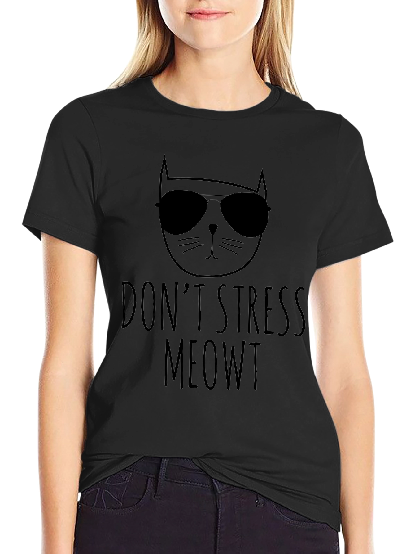 Dont Stress Meowt Black T-Shirt