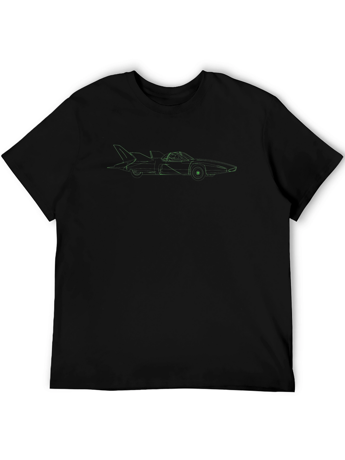 Green F1 Car Outline Black T-Shirt