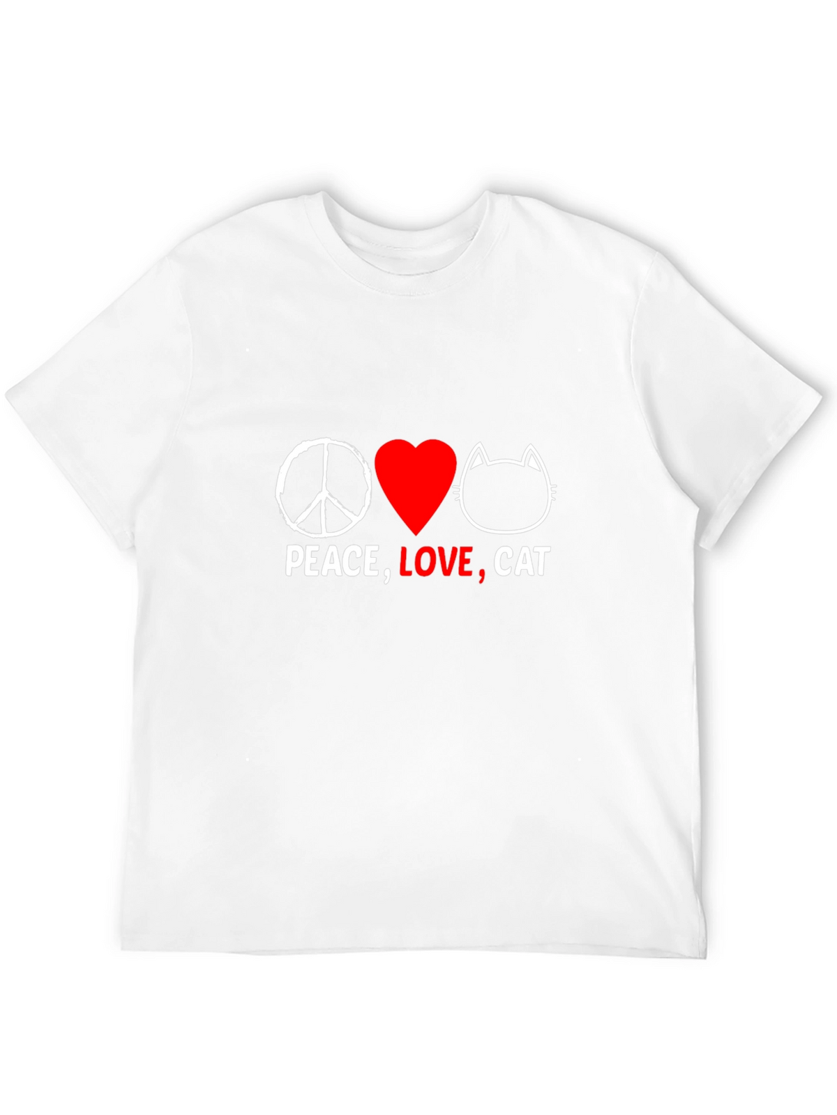 Peace Love Cat Graphic T-Shirt - Black