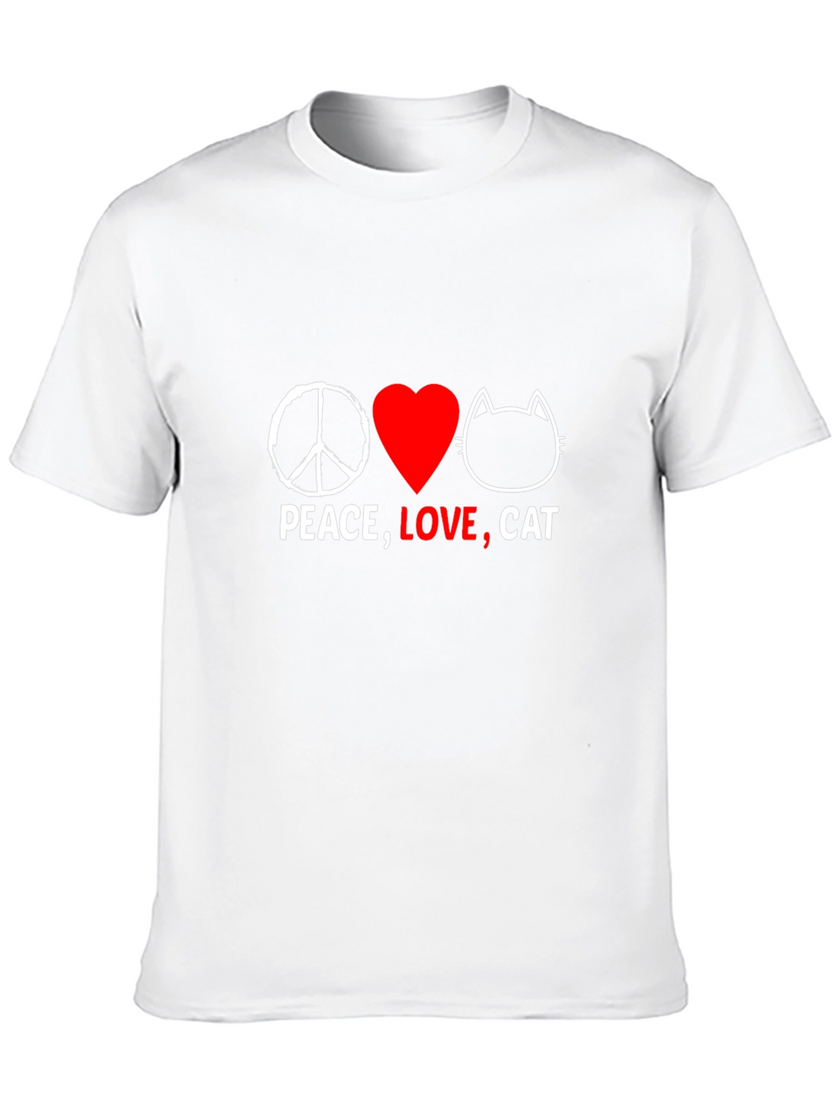 Peace Love Cat Graphic T-Shirt - Black
