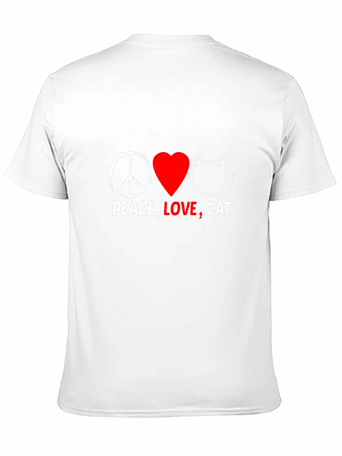 Peace Love Cat Graphic T-Shirt - Black