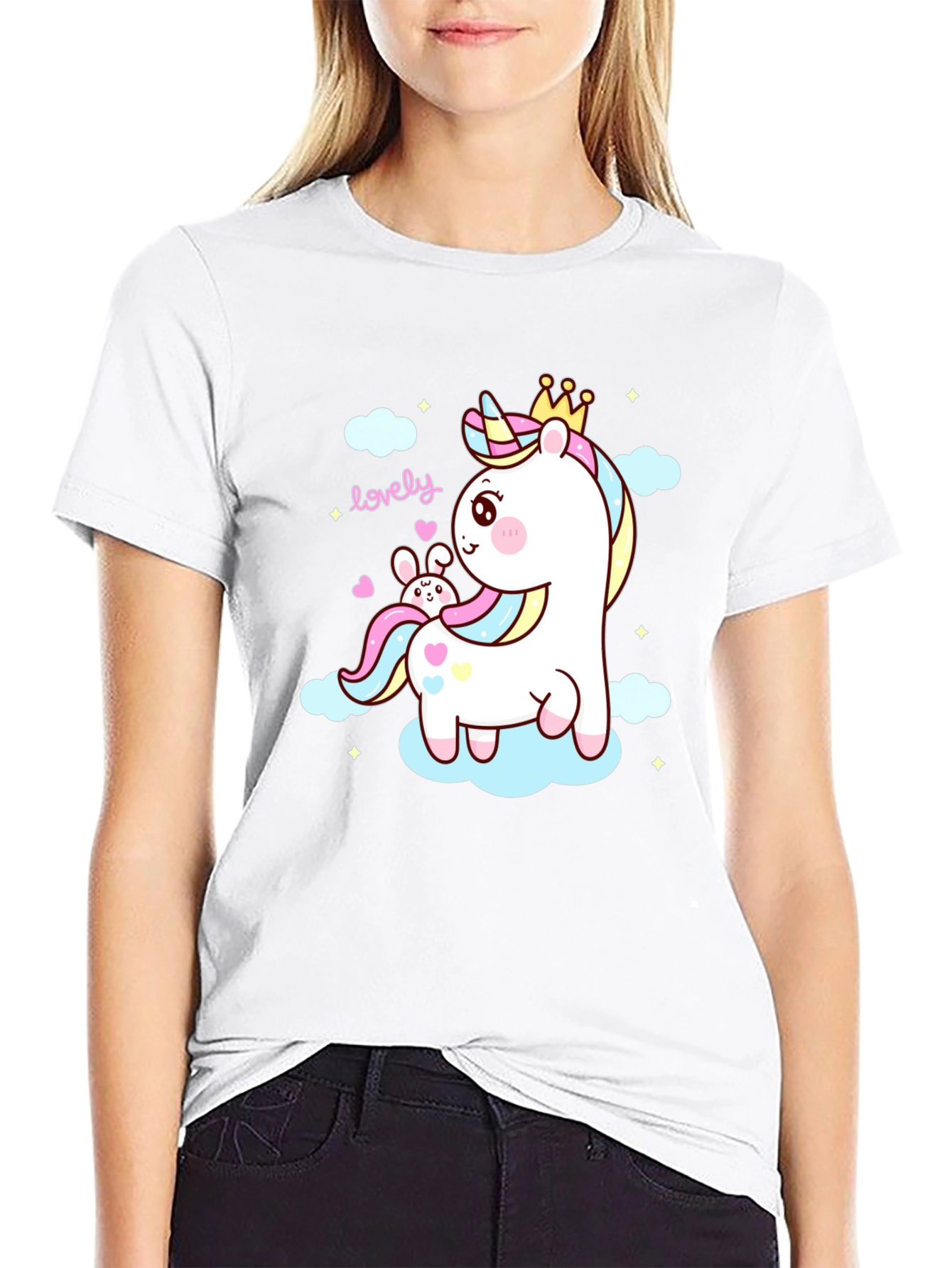 Cute Unicorn & Bunny Graphic Tee