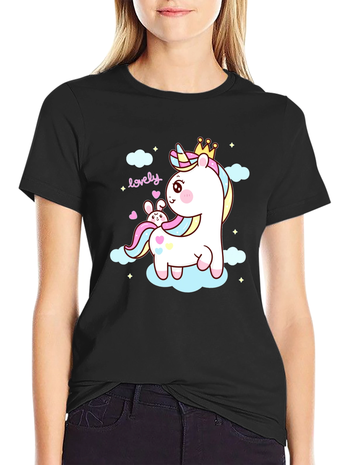 Cute Unicorn & Bunny Graphic Tee
