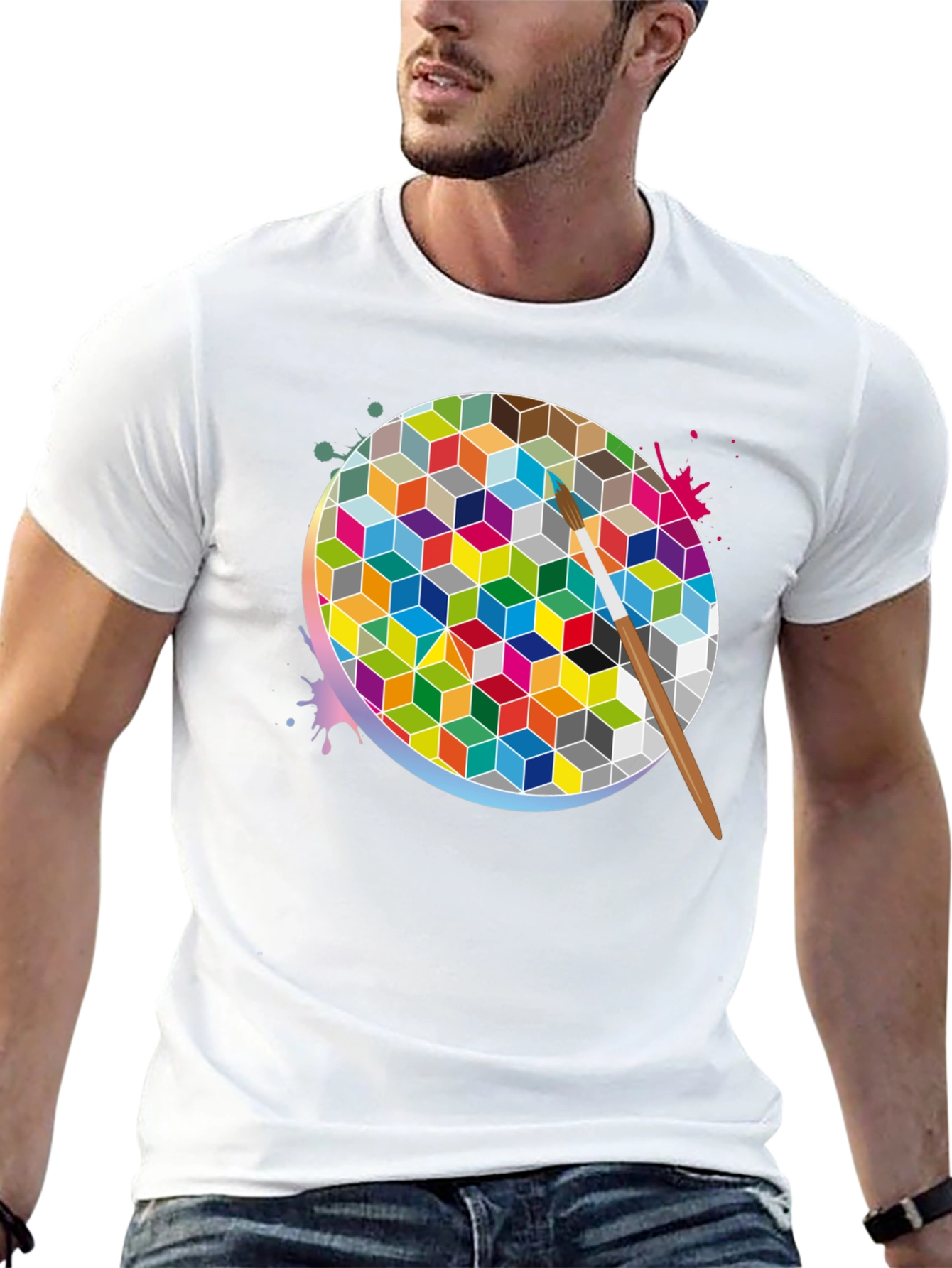 Abstract Geometric Paint T-Shirt