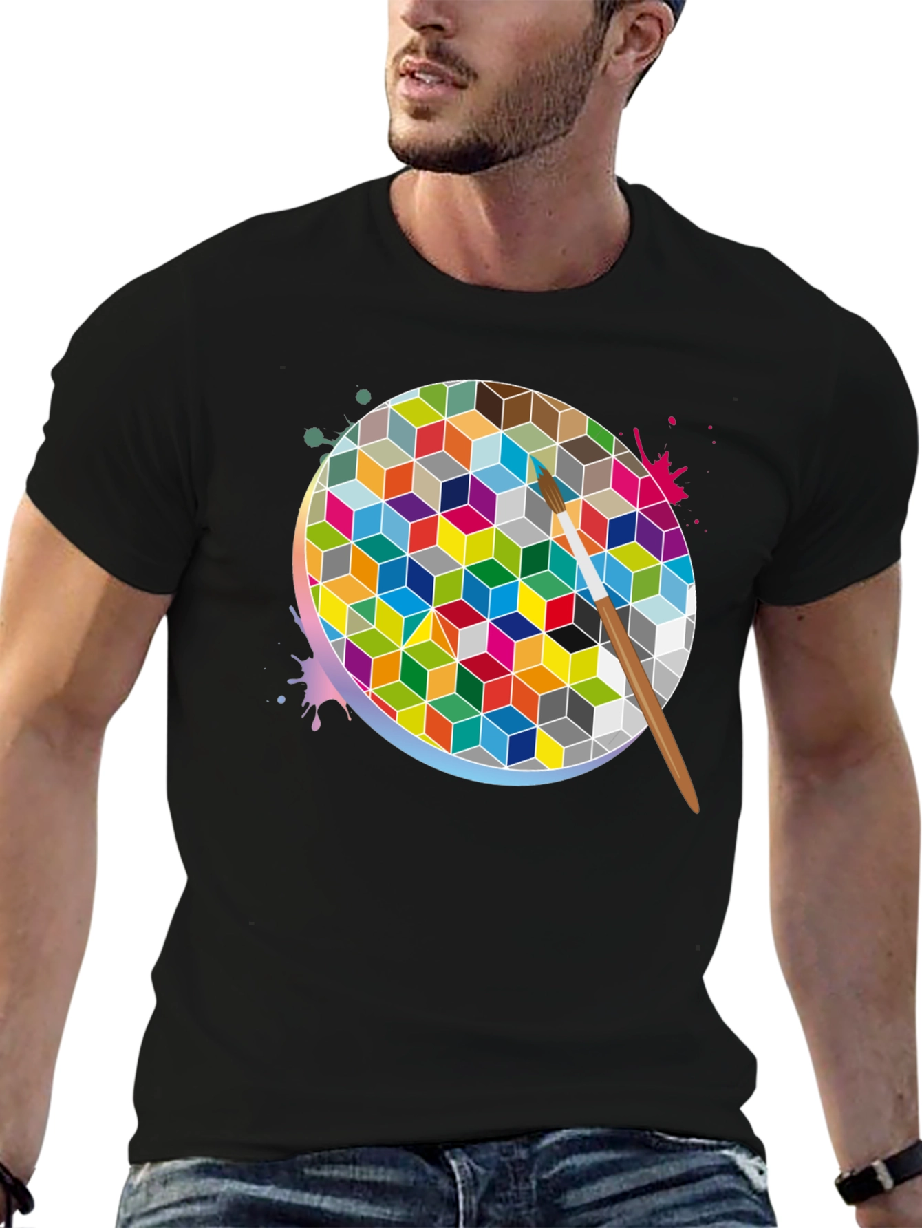 Abstract Geometric Paint T-Shirt