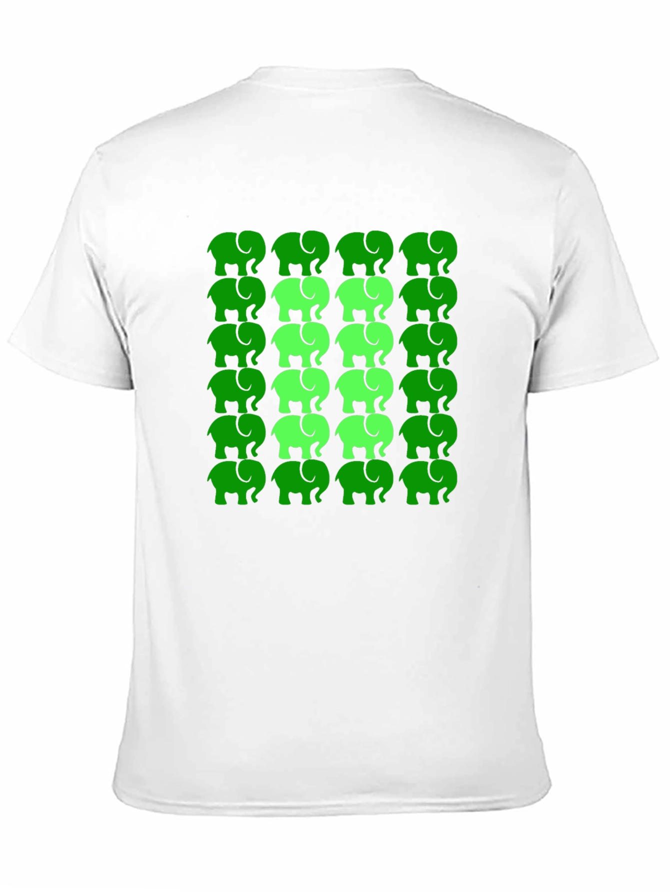 Elephant Pattern Tee - Green on Black