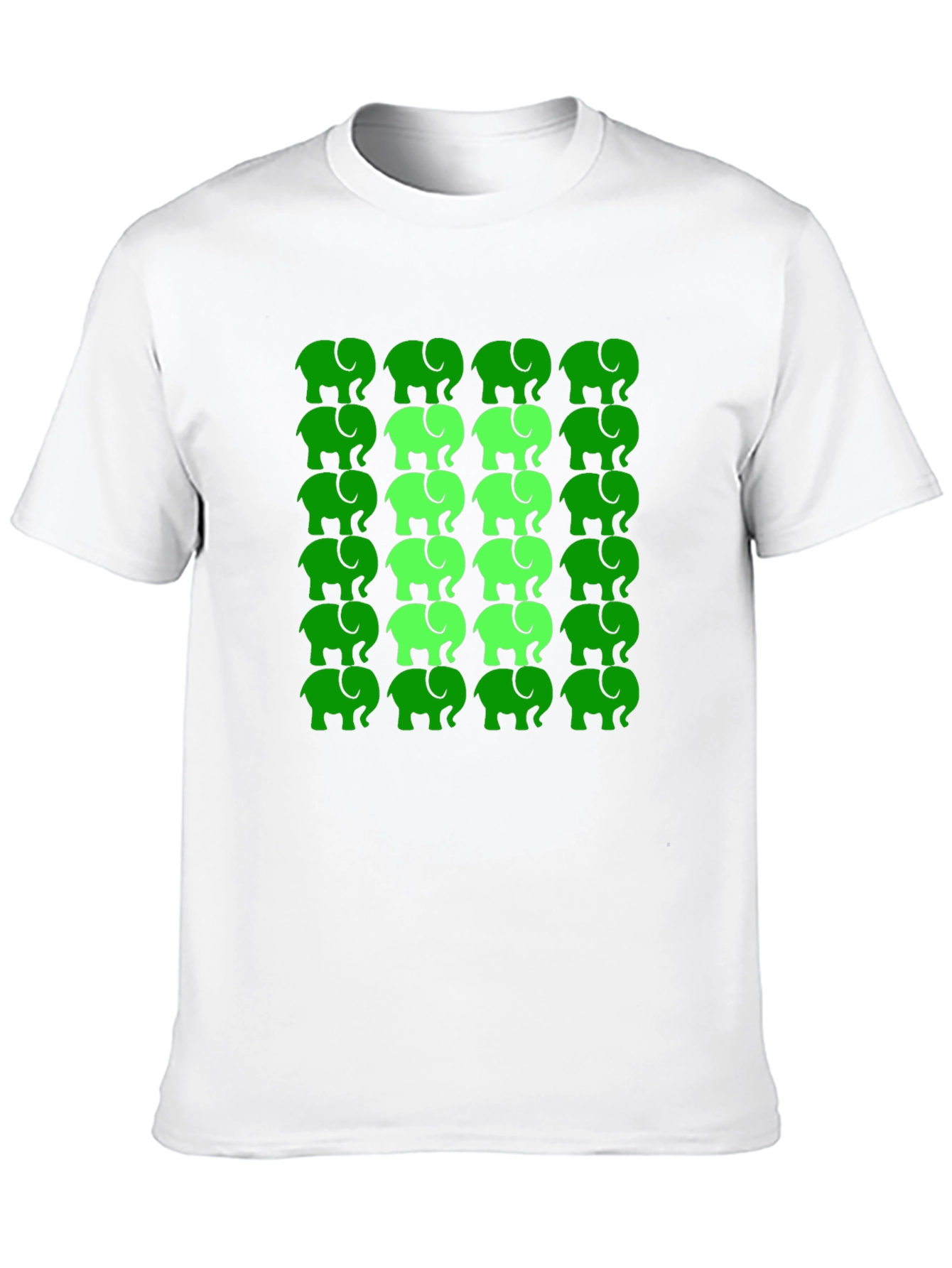 Elephant Pattern Tee - Green on Black
