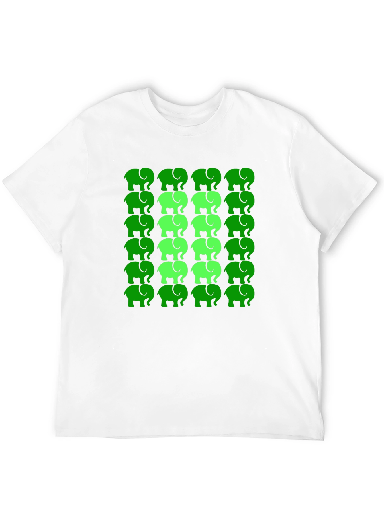 Elephant Pattern Tee - Green on Black