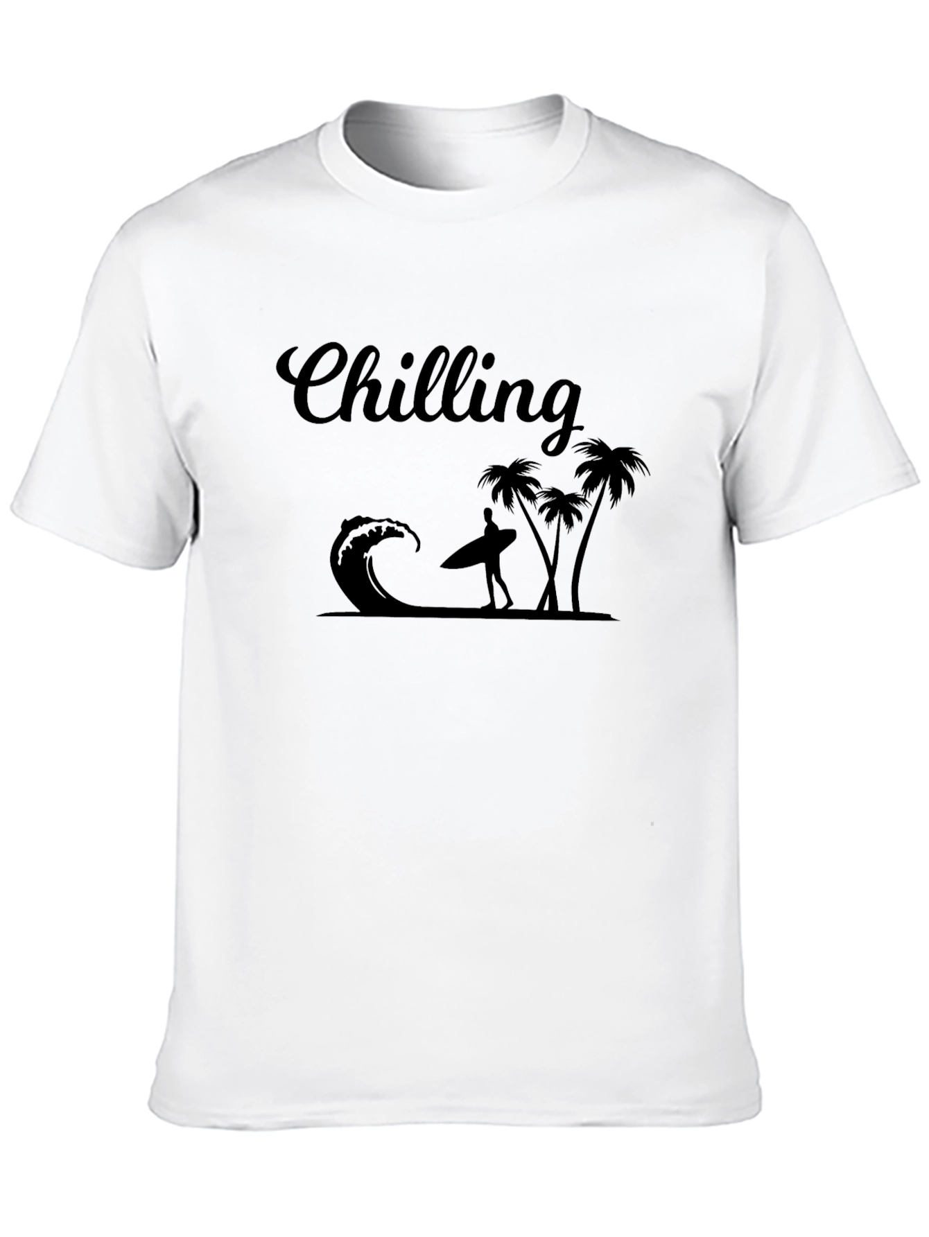 Chilling T-Shirt - Surfer Wave & Palm Tree Design