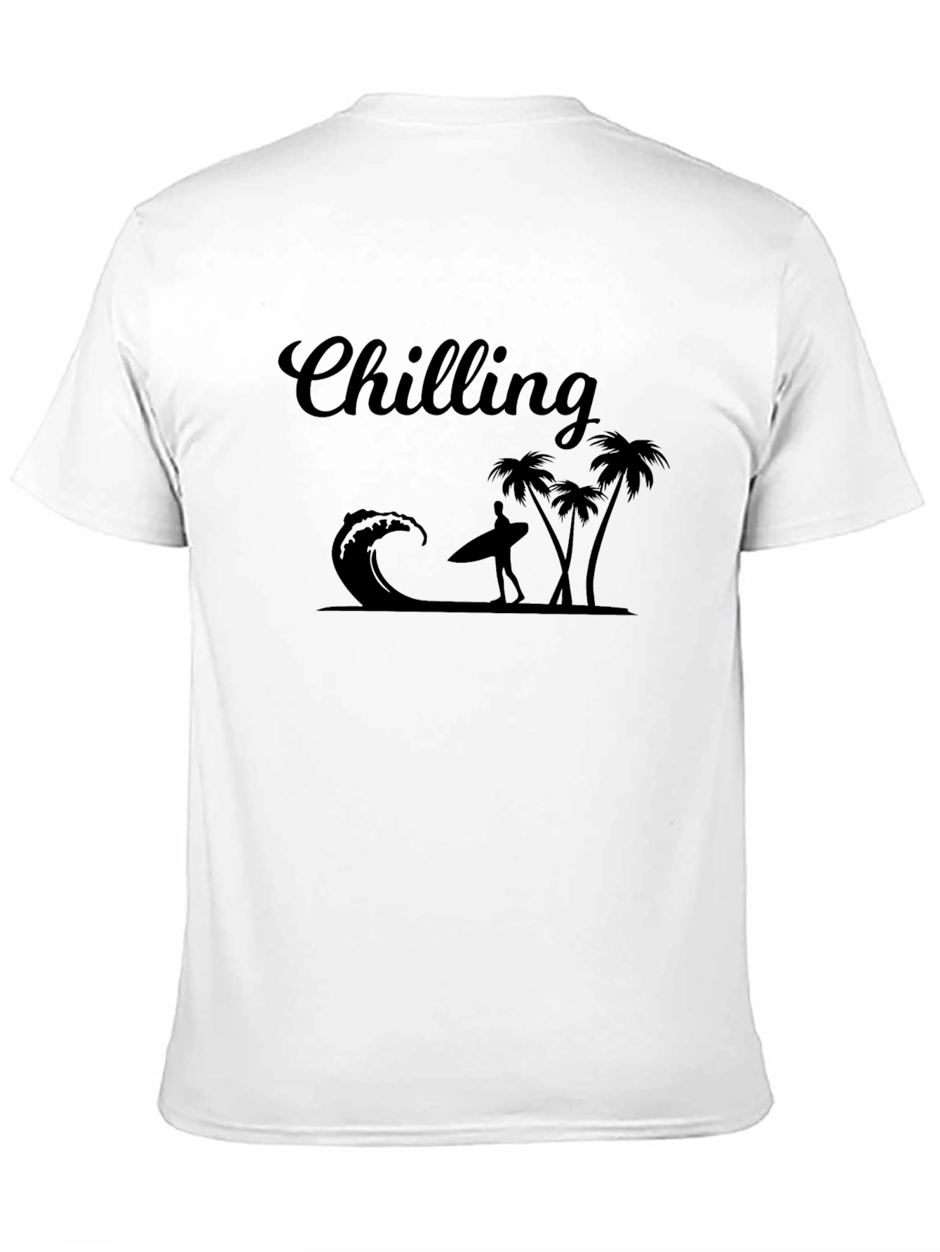 Chilling T-Shirt - Surfer Wave & Palm Tree Design