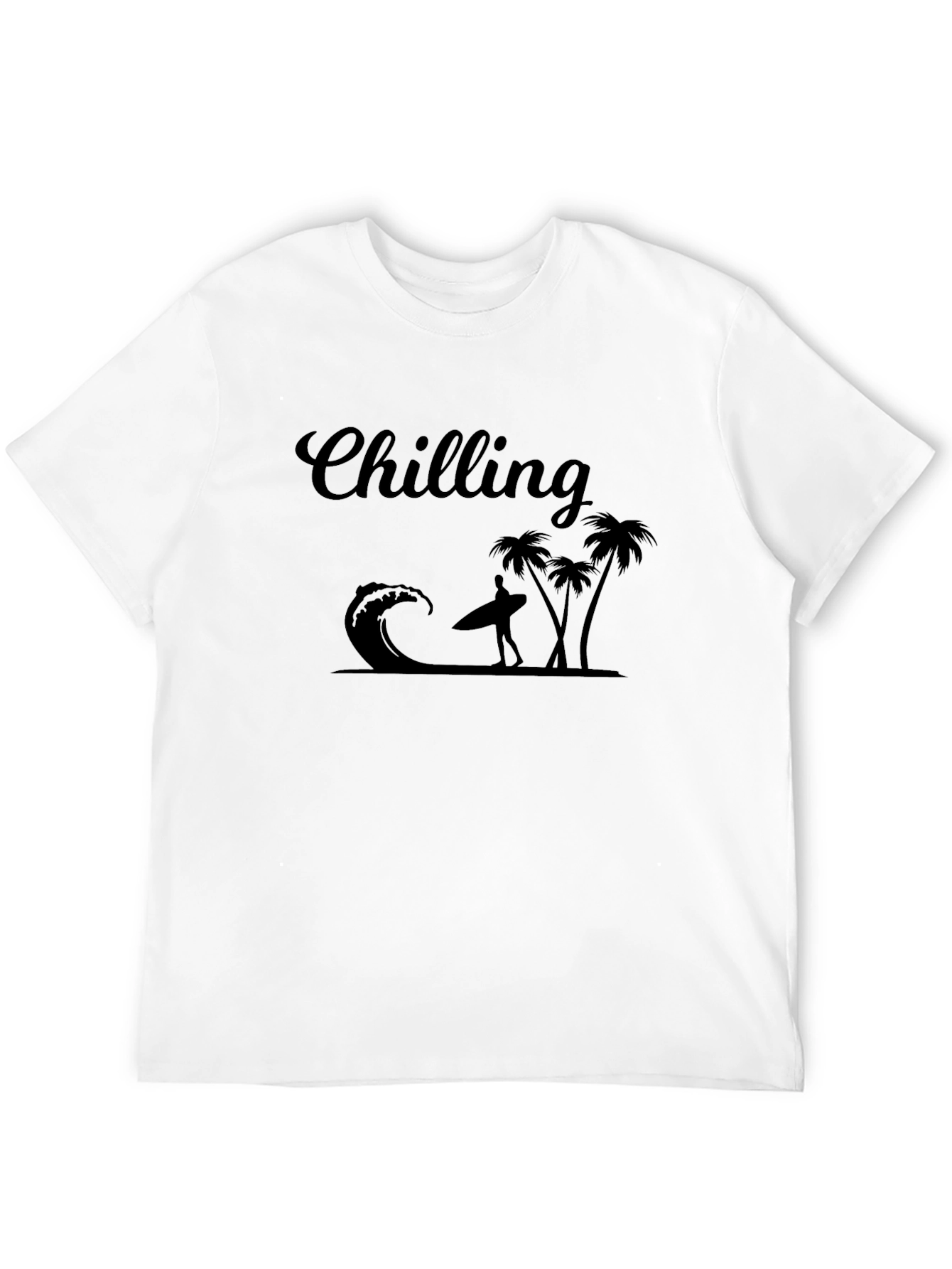 Chilling T-Shirt - Surfer Wave & Palm Tree Design
