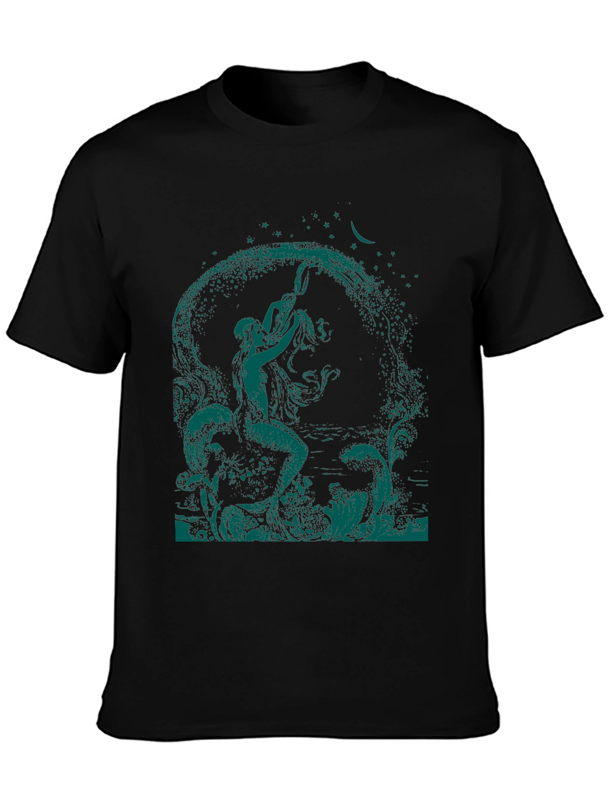 Mythical Mermaid Graphic Tee - Black