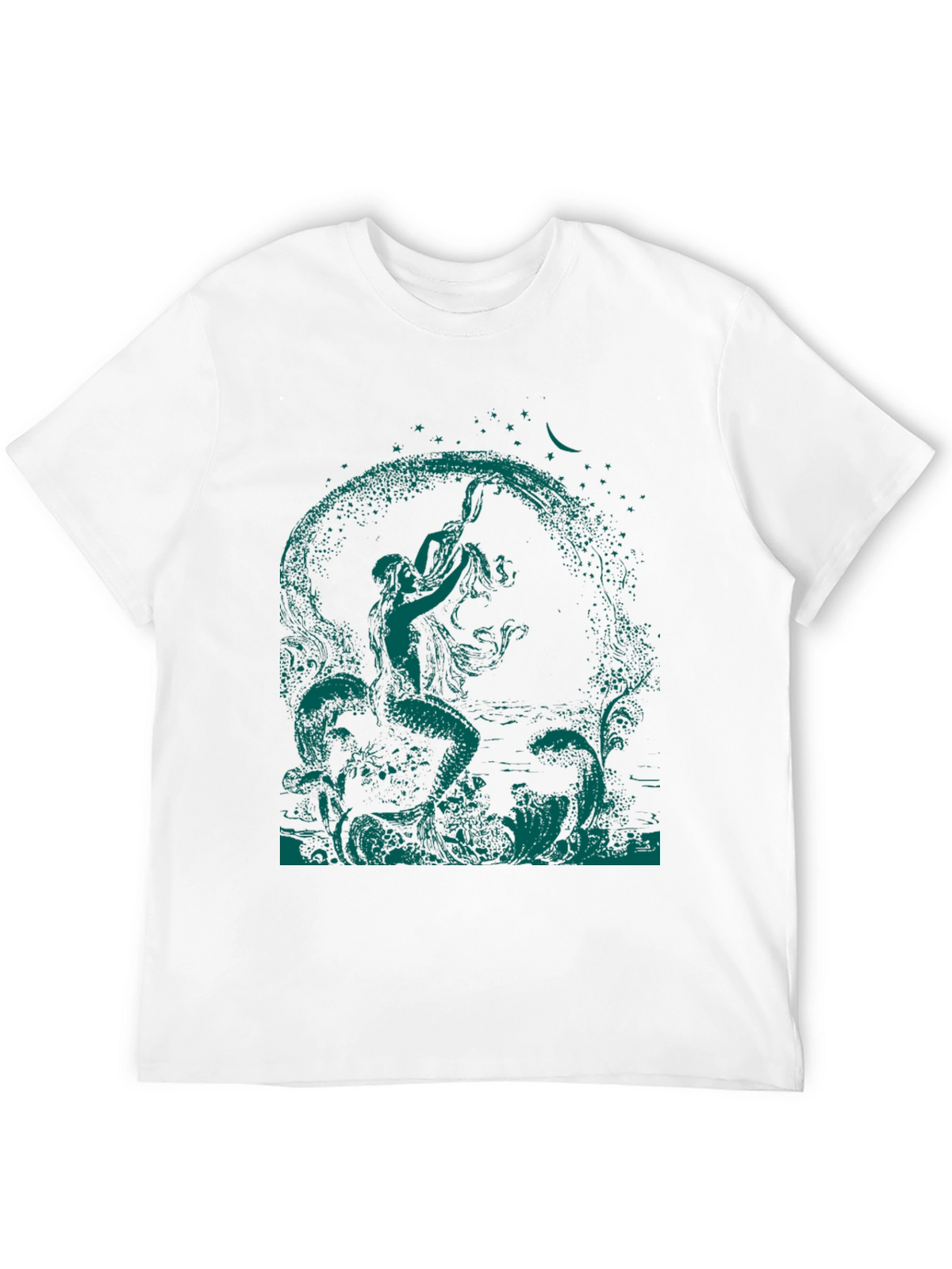 Mythical Mermaid Graphic Tee - Black