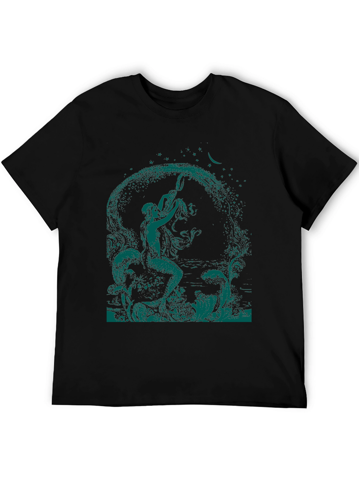 Mythical Mermaid Graphic Tee - Black