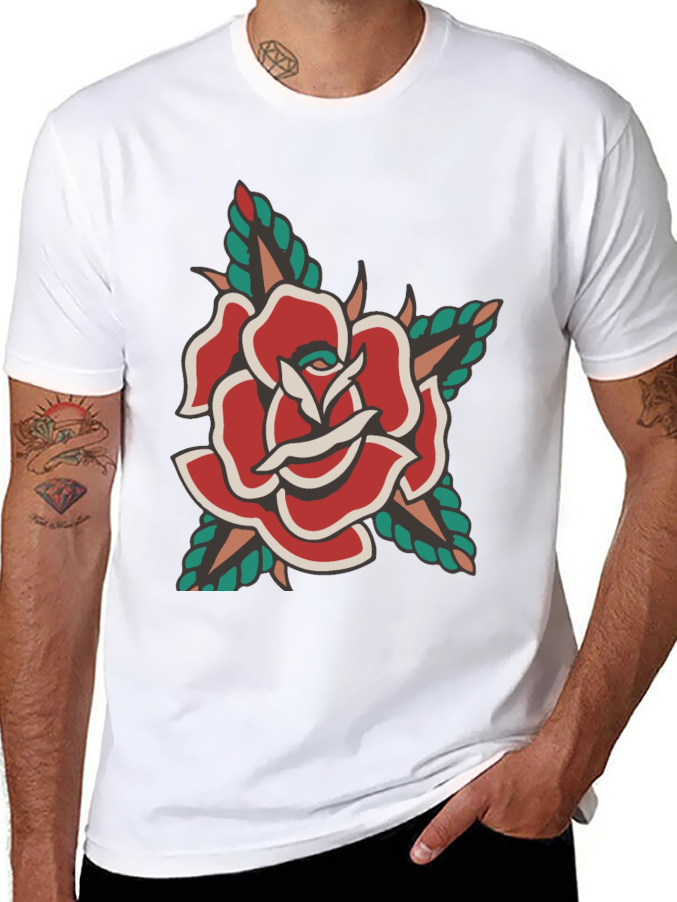 Classic Rose Tattoo Graphic T-Shirt