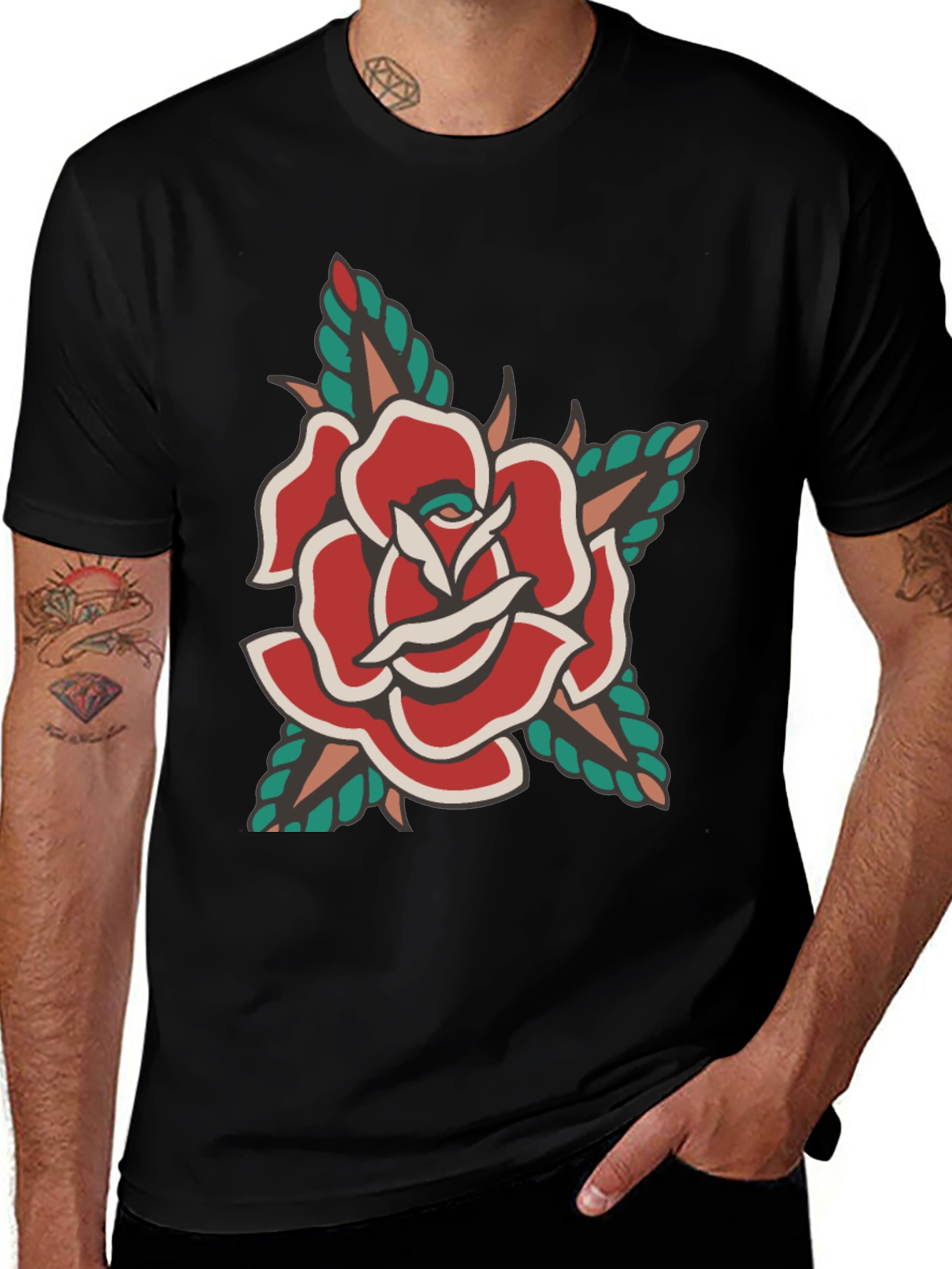 Classic Rose Tattoo Graphic T-Shirt