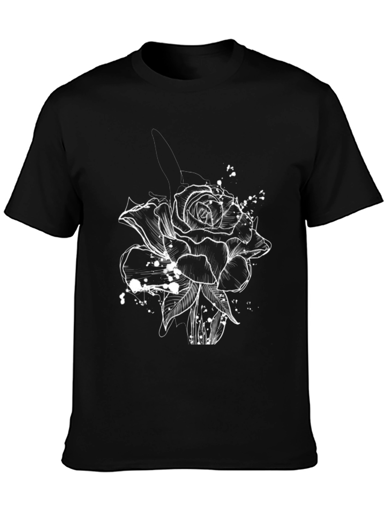 Black Rose Sketch Graphic Tee - Stylish Casual Wear