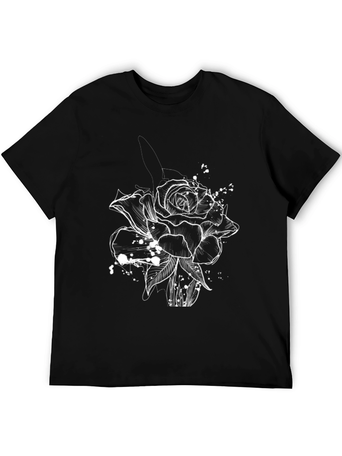 Black Rose Sketch Graphic Tee - Stylish Casual Wear
