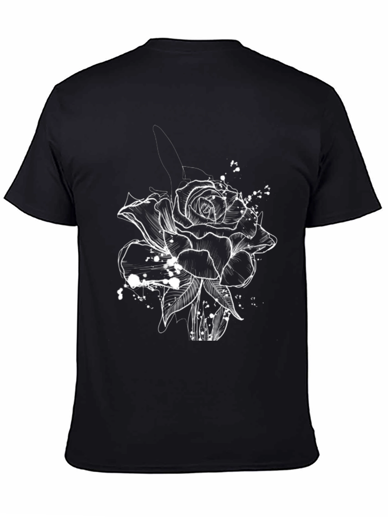 Black Rose Sketch Graphic Tee - Stylish Casual Wear