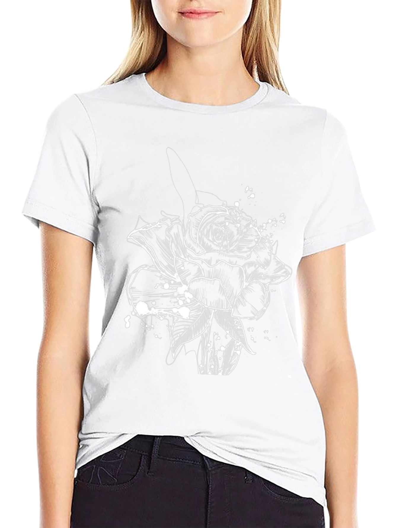 Black Rose Sketch Graphic Tee - Stylish Casual Wear