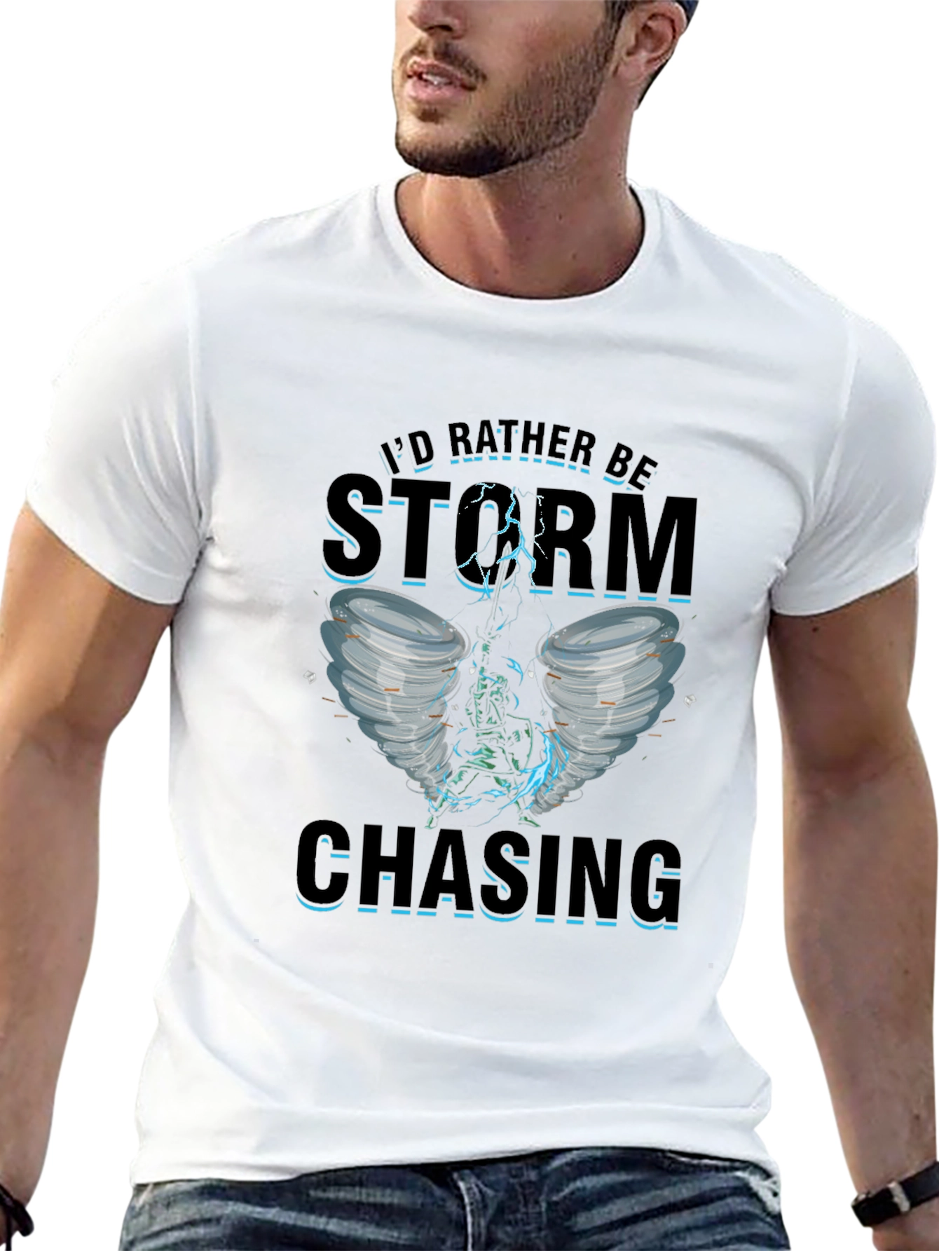 Storm Chasing Graphic Tee - Black Cotton T-Shirt
