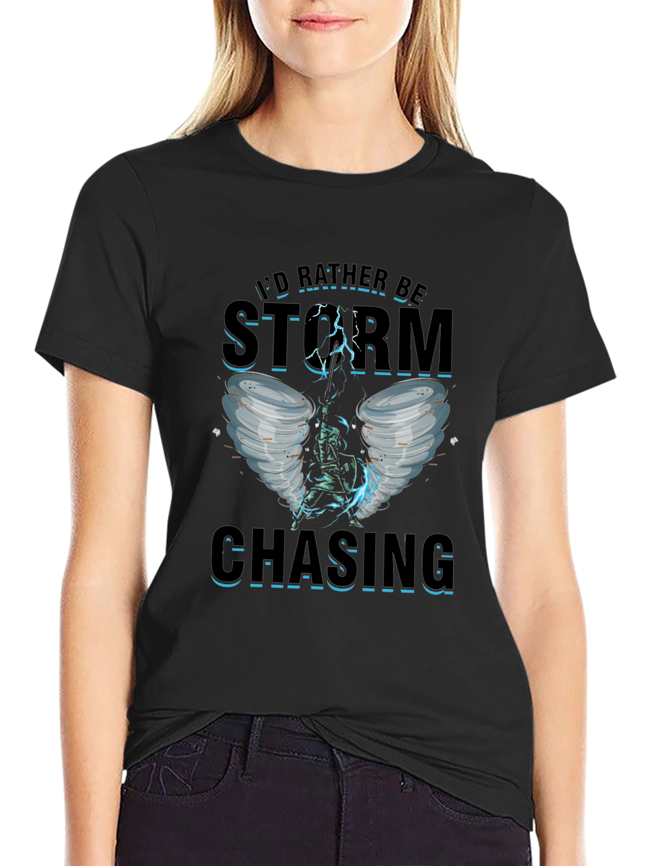 Storm Chasing Graphic Tee - Black Cotton T-Shirt