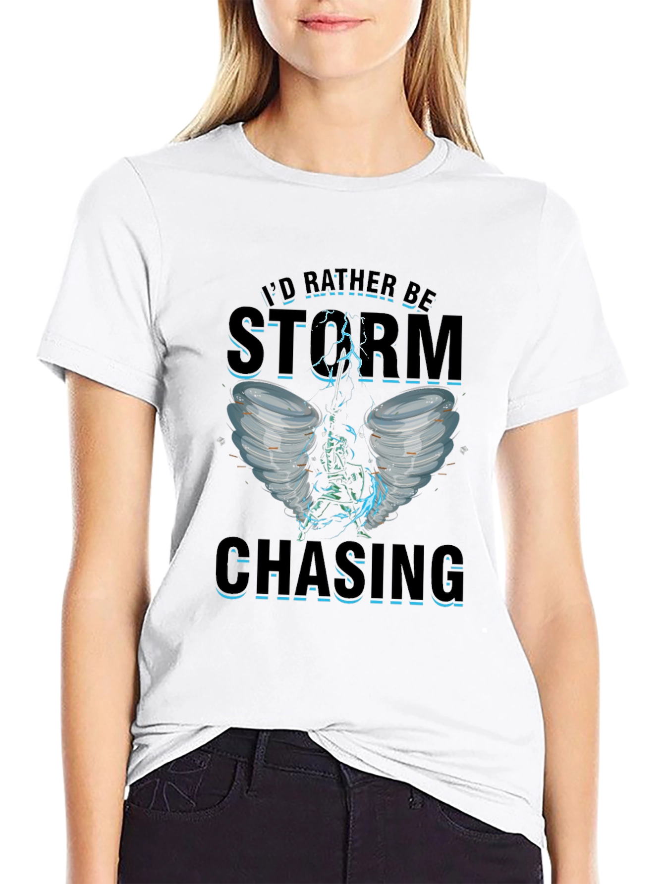 Storm Chasing Graphic Tee - Black Cotton T-Shirt
