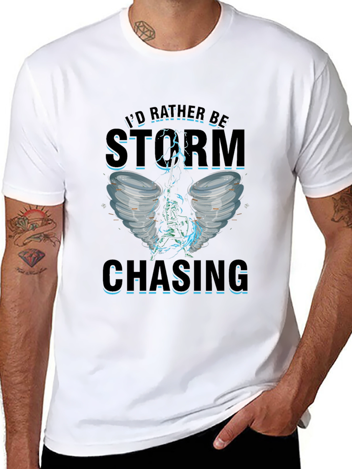 Storm Chasing Graphic Tee - Black Cotton T-Shirt