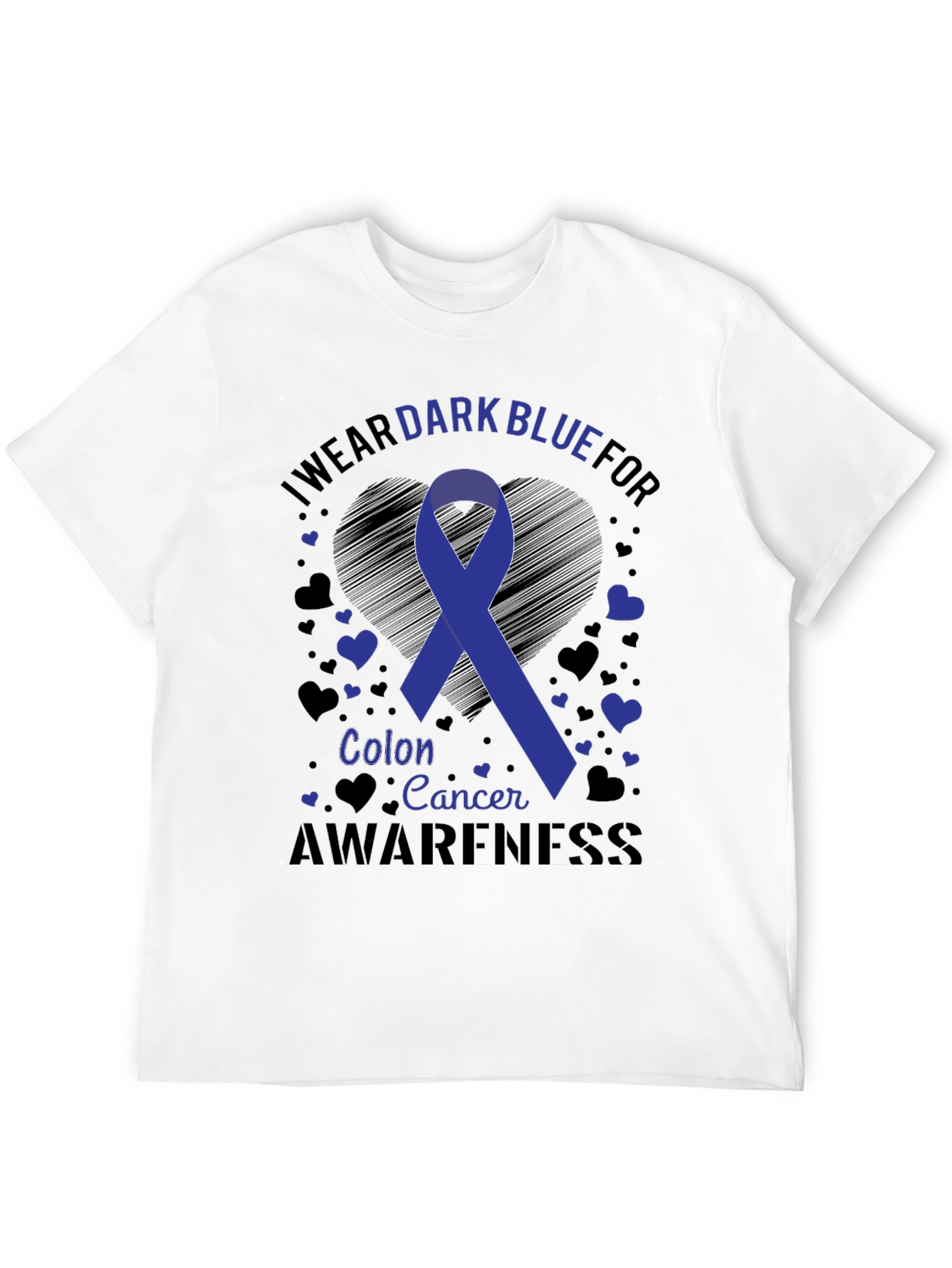 Dark Blue Colon Cancer Awareness Ribbon Tee