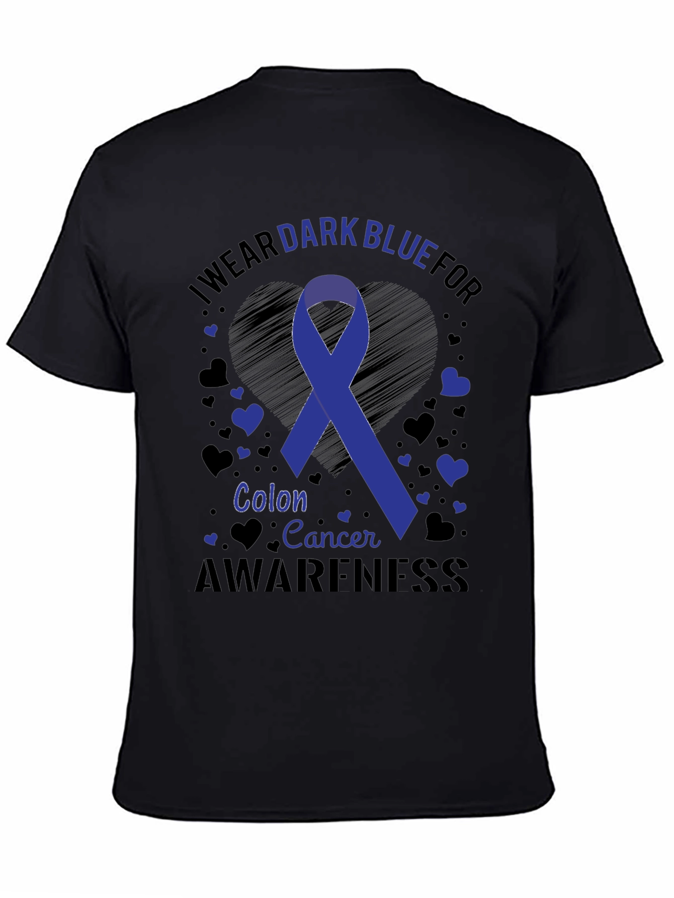 Dark Blue Colon Cancer Awareness Ribbon Tee