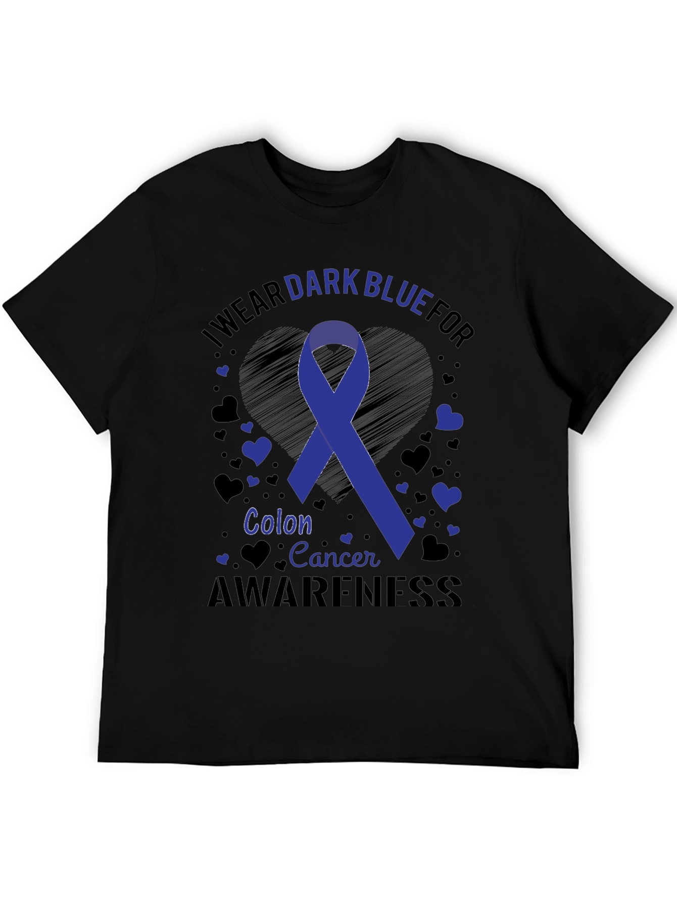 Dark Blue Colon Cancer Awareness Ribbon Tee