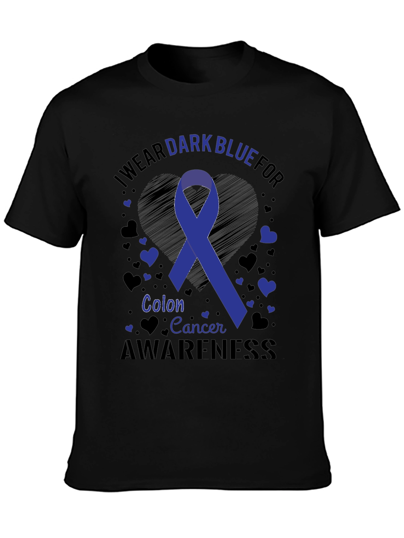 Dark Blue Colon Cancer Awareness Ribbon Tee