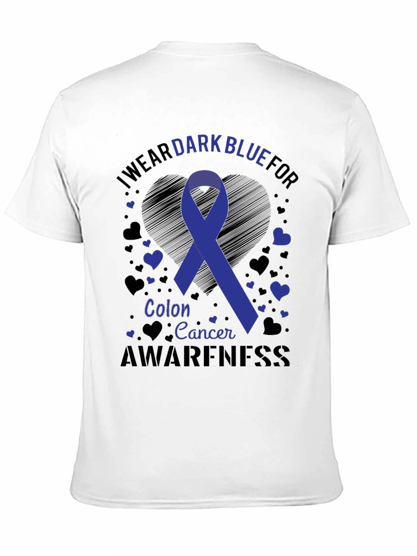 Dark Blue Colon Cancer Awareness Ribbon Tee