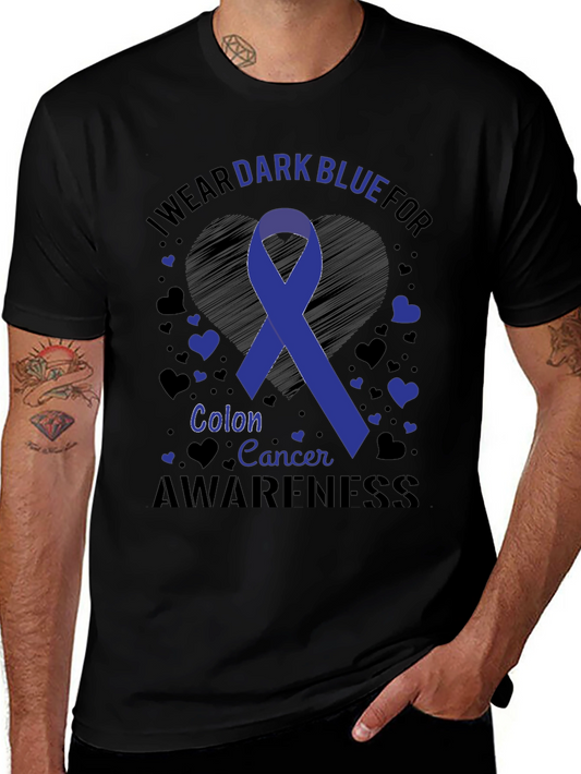 Dark Blue Colon Cancer Awareness Ribbon Tee